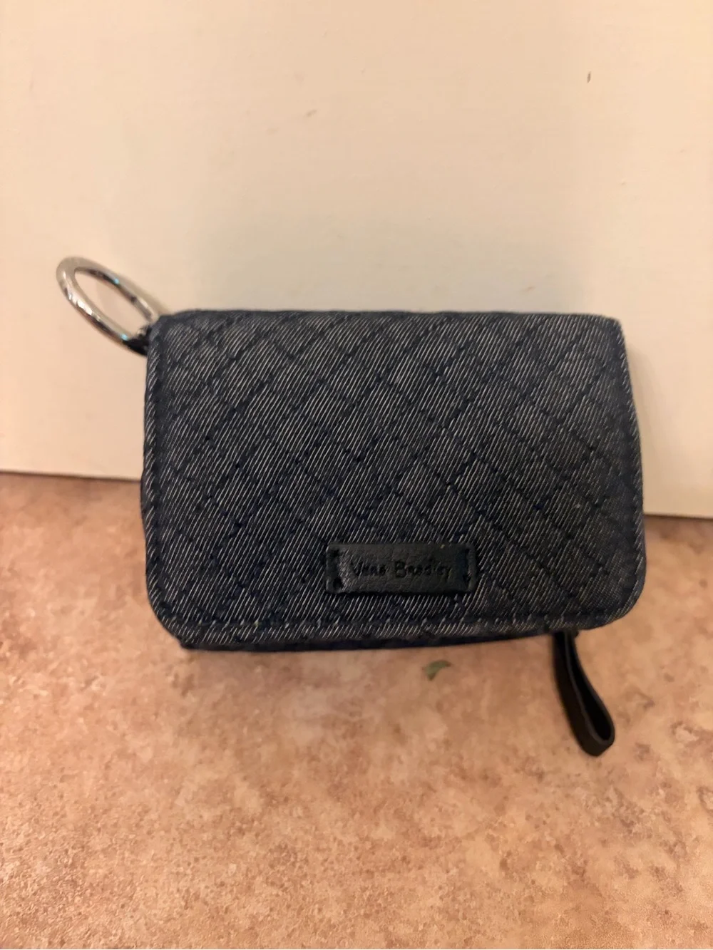 Vera Bradley Dark Denim Quilted Key Case/wallet with Ring